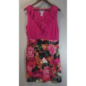 Tabitha Pink Ruffle Zipper Front‎ Floral Skirt Dress Women's Size 12